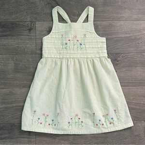 McKids Floral Embroidered Yellow Seersucker Girls 6 Dress